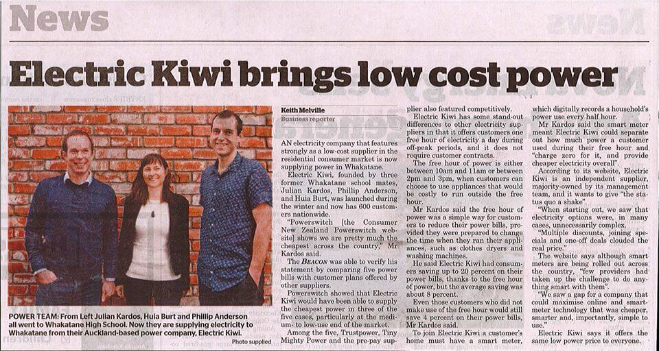 Julian Kardos spoke to the Whakatane Beacon about bringing cheaper power to Whakatane